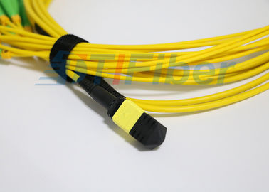 الأصفر 12 MPO إلى كابلات الألياف البصرية التصحيح لشبكة الاتصالات