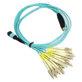 4G / 5G MPO - LC Multipode Fiber Patch Cable ، OM3 Fiber Patch يؤدي عمر طويل